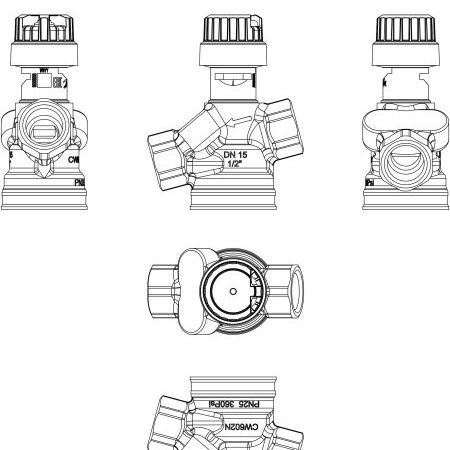 danfoss-balans-vanasi-govdesi Danfoss DN15, HF, AB-QM, 1200 l/h, Kombine Balans Vana Gövdesi