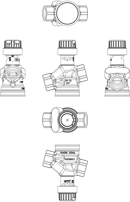 danfoss-balans-vanasi-govdesi Danfoss DN15, HF, AB-QM, 1200 l/h, Kombine Balans Vana Gövdesi